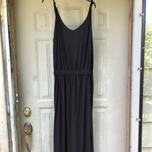 Long tall slit built in shorts black dress